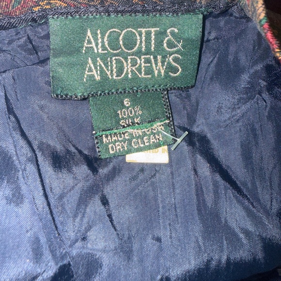 Vintage ALCOTT & ANDREWS Pleated 100% Silk Skirt 6 - Picture 2 of 4
